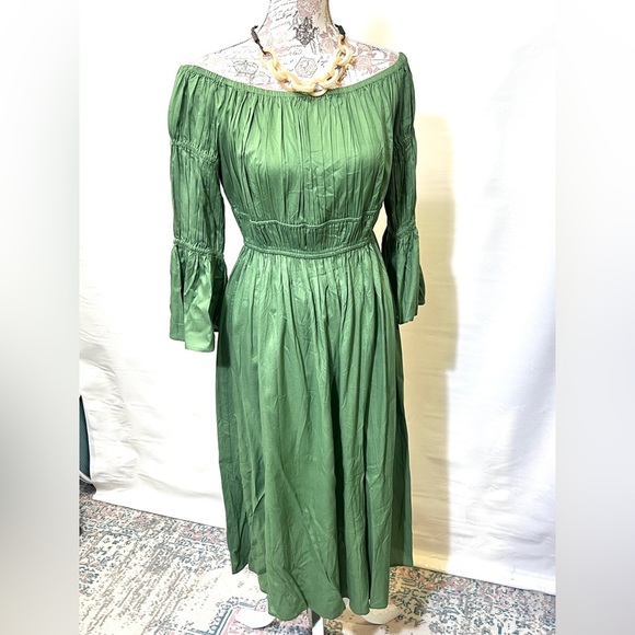 ALEXIA ADMOR Green smocked midi dress size 8 - Picture 10 of 14